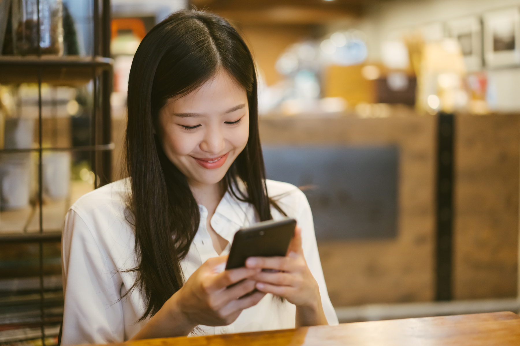 Happy Woman Texting Someone